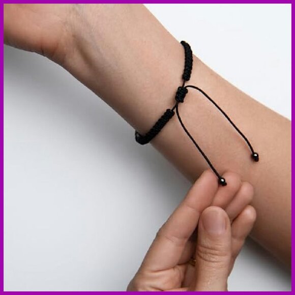 Handmade Adjustable Morse Code Bracelet Wood Hematite Beads Religious Gift - Picture 6 of 7